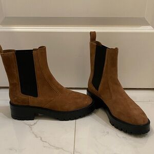PAIGE Tan Suede Ankle Booties